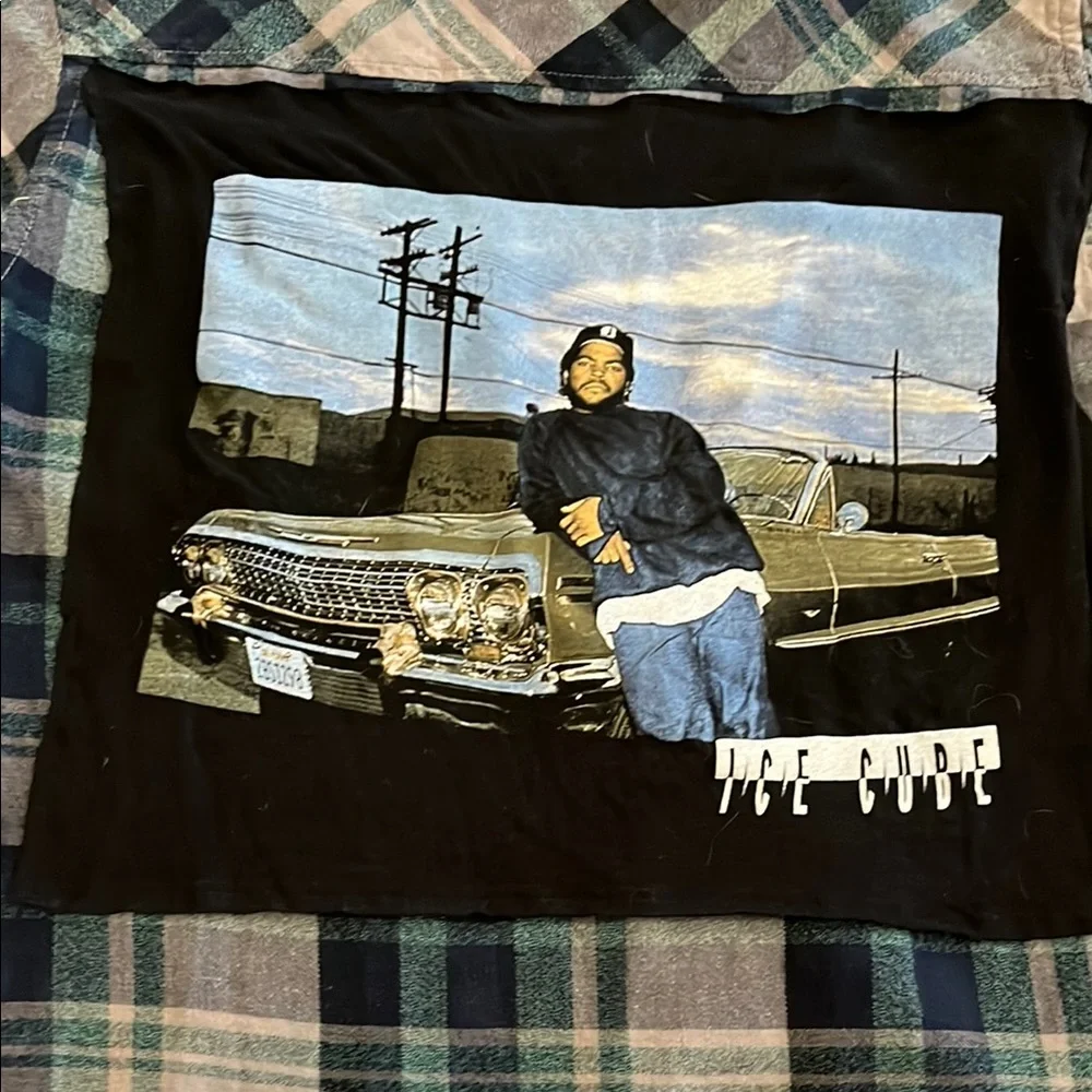 Ice Cube Flannel Shirt upcycled unisex Size XL - Picture 3 of 7